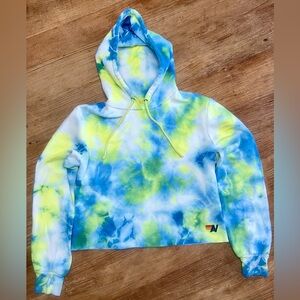 ⚡️ Aviator Nation Tie Dye Crop Hoodie 🩵💛